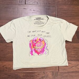 Meow Wolf Graphic Crop Tee Mint - Legit Concerns Pink Dog Print
